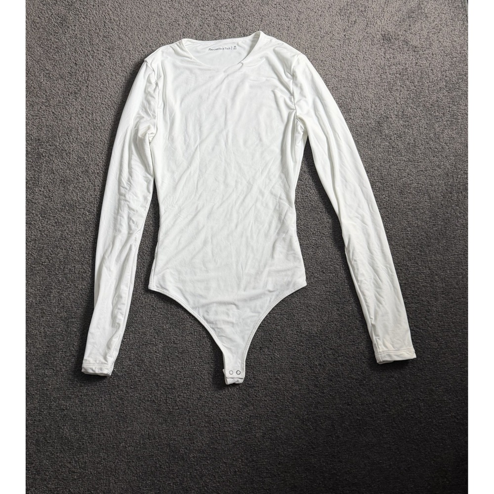 Abercrombie & Fitch White Long Sleeve Crewneck Bodysuit XS 139F0424